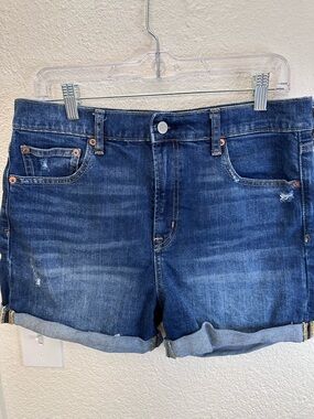 Dark Blue Denim Roll-Cuff Women's Shorts size 10.